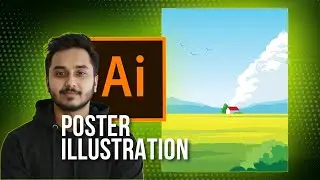 How to make a Countryside landscape illustration Poster   Adobe Illustrator Easy Tutorial