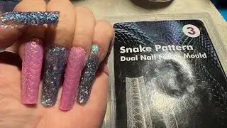 Snake Print Polygel Nails With Dual Forms