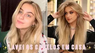 LAVEI OS CABELOS EM CASA PELA PRIMEIRA VEZ DEPOIS DAS MECHAS! *com Eudora*