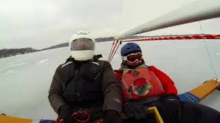 Iceboating on Pewaukee Lake in a 2 person Arrow Iceboat