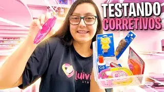 COMO USAR CORRETIVO ESCOLAR! Testei corretivo em fita, líquido e caneta 😱 Papelaria Luivin’s