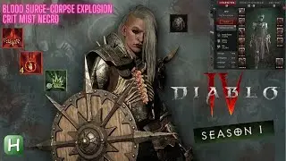 Blood Surge-Corpse Explosion Crit Mist Necro Speed Farm - Diablo 4 Season 1