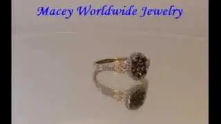 BEAUTIFUL 10K YELLOW GOLD BRANDY BROWN & WHITE DIAMOND HALO RING .27CT