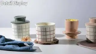 Nordic Home Modern Butter Storage Jars Checker Board Ceramic French Butter Crock with Lid