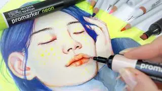 DISEGNO UN VOLTO CON PROMARKER, FINELINER E MATITE COLORATE! Tecnica Mista per disegnare ritratti