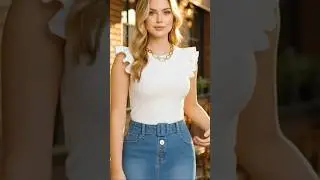 blusa feminina canelada elasticidade manga cavada babado