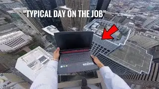 OFFICE WORKER ROOFTOP POV!