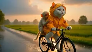 A cat saved a monkey that was caught in the rain and brought it home #cute #monkey 