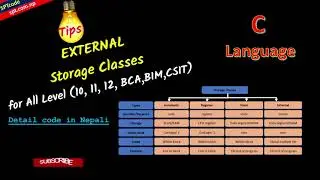 EXTERNAL Storage class in C with code examples in Nepali, specially for 12, BCA, CSIT