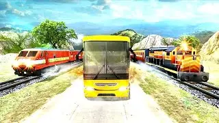Train vs Bus Racing Video Game | Bus vs Train Speed | Train Game | Gadi Game | Bus Game Part 1