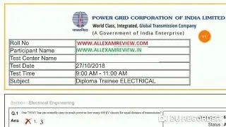 PGCIL DIPLOMA TRAINEE ELECTRICAL ENGINEERING 27/10/2018 Question paper with answers