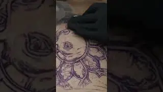 Close up tattoo on the chest, portrait piece, trust the process.