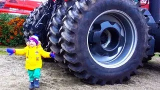 Cars Building with Tractor truck excavator for kids