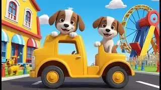 🐶 Puppy Rides the Big Wheel Truck | 3D Animated Nursery Rhyme for Kids