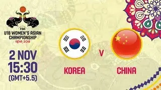 Korea v China - Full Game - FIBA U18 Women's Asian Championship 2018