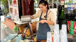 Smiling Angel! Thai Lady Selling Morning Coffee in Bangkok