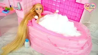 Barbie Doll Bubble Bath Shower Time! Barbie Puppe Schaumbad Duschzeit boneka Barbie Waktunya mandi