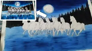 Seven running horses oil painting tutorial /dourte hue ghore ka tasveer #horse #oilpainting #vastu 