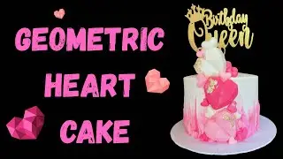 Geometric Heart Cake|Birthday Cake Idea #cakedecorating #birthdaycake