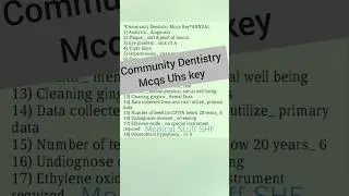 Community Dentistry Mcqs Key BDS 2ndyear #communitydentistry