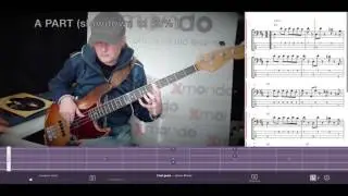 Bass Tutorial | I Feel Good - J. Brown | tabs+notes+fast+slow with fretboard view