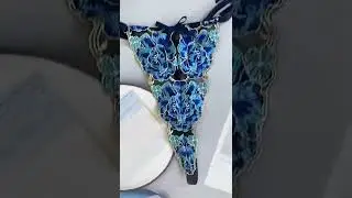 New blue embroidery underwear set heavy craft sexy garter lingerie three-piece set