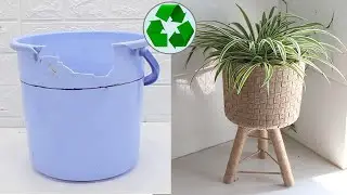 Amazing ! Super Recycling ideas from Broken Bucket | Jute Craft ideas