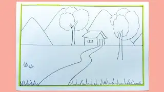 How to draw a scenery/Drawing for beginners #easydrawing#drawingtutorial#pencildrawing#drawinghacks