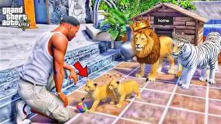 Franklin & Shinchan Escape Hungry Baby LIONS in Los Santos! 😱🐯 | GTA 5