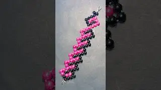 Black and Pink Bracelet tutorial with Beads! Perfect handmade gift idea 🎁😍#bracelet #shorts