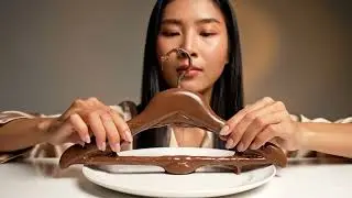 Nutella cloth hanger eating ASMR Drip I Try not to crave challenge 😋 #chocolate#asmr#food#nutella