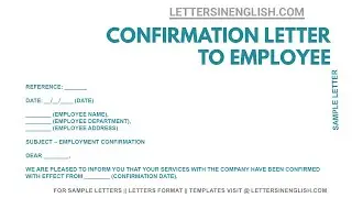 Confirmation Letter to Employee - Confirmation Letter Format | Letters in English