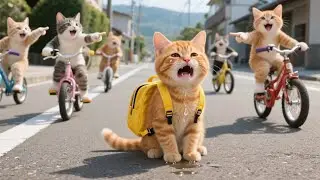 Kitten Gets Teased for Walking to School&mdash;Until Mama Cat Wins a Swim Contest for a Bike ❤️