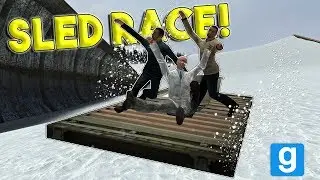 DOWNHILL SLED RACE CHALLENGE! - Garrys Mod Gameplay - Gmod Multiplayer Sled Build
