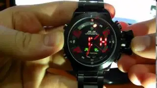 WEiDE 1008 Cool Style Dual Movement Men's Stainless Steel Wrist Watch-Black