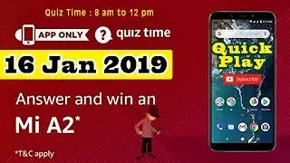 Amazon Quiz Answers Today | Win Mi A2 mobile | 16th January 2019