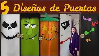 5 diseños de Puertas escalofriantes de Hallloween 👻 🧟‍♂️🎃Calabaza, Franky Jack Joker