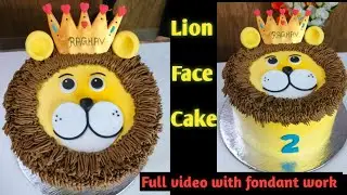 Lion Face Birthday Cake Tutorial! Lion Theme Cake with Crown! #kuhucakes_classes #viralvedio