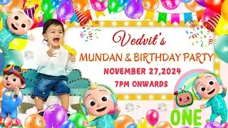 Cocomelon Theme First Birthday Invitation Video | Baby Boy & Girl 1st Birthday Digital Invite
