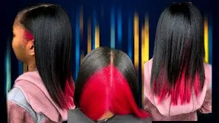 Pink Skunk Stripe with a Silk Press