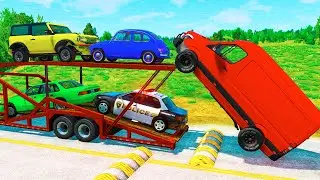 TRANSPORTING PIXAR CARS & FRUITS WITH COLORED & JOHN DEERE vs CLAAS vs TRACTORS - BeamNG.drive #962