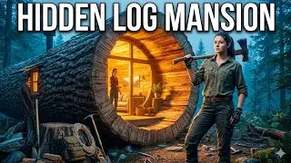 Building a Luxurious Hidden Cabin Inside a Massive Tree Log 🌲