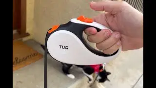 TUG 360&deg; Tangle-Free Retractable Pet Leash:  Anti-Slip Handle, 16 ft cord, Hand  Brake, Pause, Lock.