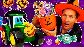 Johnny le tracteur fait connaissance de la f&ecirc;te d&rsquo;Halloween 🎃 Vid&eacute;o en fran&ccedil;ais pour enfants.