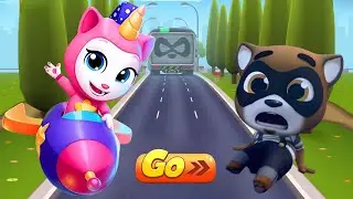 Talking Tom Gold Run - Unicorn Angela vs Raccoon Boss Fight in Sports League📍Funny Race Competition