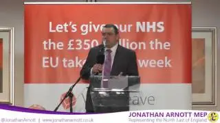 Jonathan Arnott MEP speaks at the UKIP North East Brexit rally