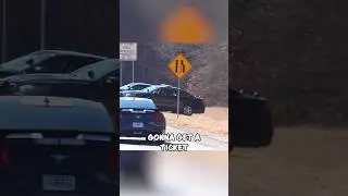 Whoops! Right in Front of the Cops - Mustang Definitely Getting a Ticket! 😱 #shorts