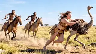 Life million years ago | Young Woman Chased by angry Homo Habilis 