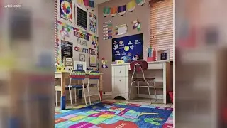 Class sessions in style! Crafty Toledo mom swaps dining room table for school desks and themed decor