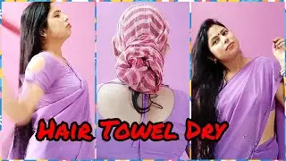 Long Wet Hair Towel Dry // Red Gamcha wrapped // Requested video @JOLISWORLD